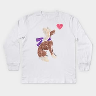Watercolour Chinese Crested Dog Kids Long Sleeve T-Shirt